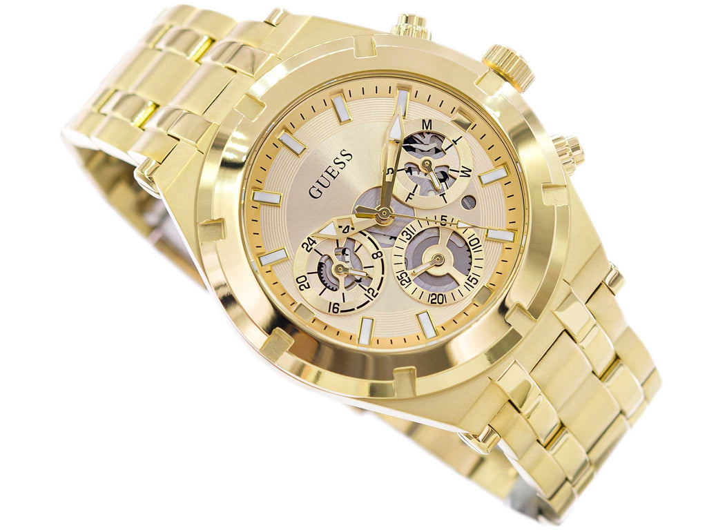 Guess Continental Gold Dial Gold Steel Strap Watch For Men - GW0260G4