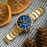 Tommy Hilfiger Daniel Chronograph Blue Dial Gold Steel Strap Watch for Men - 1710384