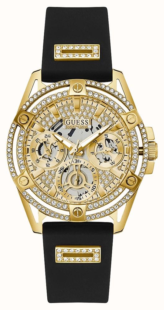 Women\'s Gold Crystal Accent Silicone Strap Watch Beautiful Giordano Womens Watch 44mm Rose Gold Tone Case  main image 4