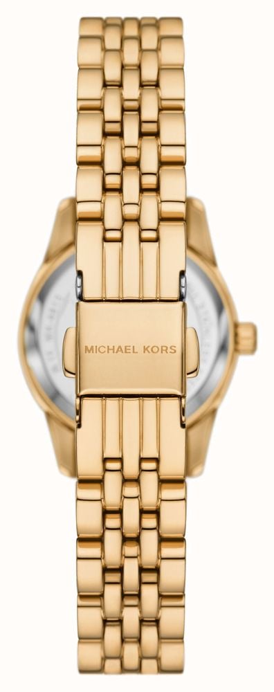 Michael Kors Lexington Three Hand Blue Dial Gold Steel Strap Watch for Women - MK4813