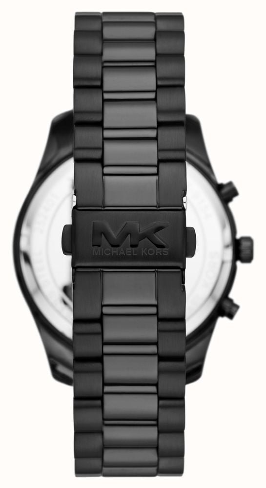 Michael Kors Lexington Chronograph Black Dial Black Steel Strap Watch for Men - MK9154