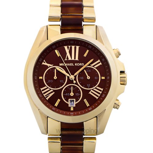 Michael Kors Bradshaw Chronograph Burgundy Dial Two Tone Steel Strap For Women - MK6269