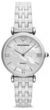 Emporio Armani Giannti T Bar Quartz Mother of Pearl Dial White Steel Strap Watch For Women - AR1485