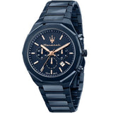 Maserati Stile Chronograph Blue Dial Blue Steel Strap Watch For Men - R8873642008