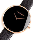 Calvin Klein Full Moon Black Dial Black Leather Strap Watch for Women - K8Y236C1