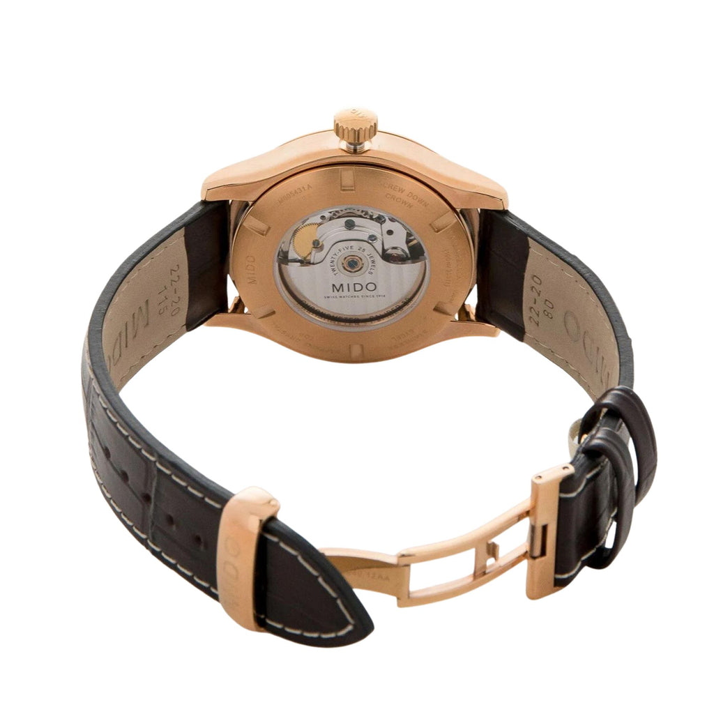 Mido Multifort Automatic Silver Dial Brown Leather Strap Watch For Men - M005.430.36.031.80