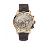 Guess Horizon Quartz Champagne Dial Brown Leather Strap Watch For Women - W0380G4