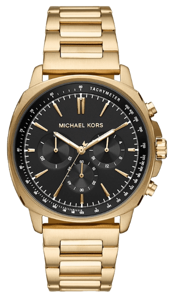 MICHAEL CORS 時計 Michael Kors Sullivan Quartz Black Dial Gold Steel Strap Watch For Men