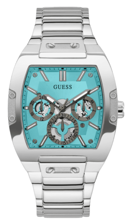 Guess Phoenix Multi Function Aqua Blue Dial Silver Steel Strap Watch f