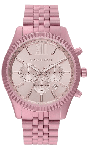 Michael Kors Lexington Chronograph Pink Dial Pink Steel Strap Watch for Women - MK8792
