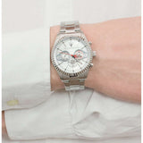 Maserati Competizione Chronograph White Dial Silver Steel Strap Watch For Men - R8853100017