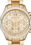 Michael Kors Brinkley Diamonds Gold Dial Gold Steel Strap Watch for Women - MK6187