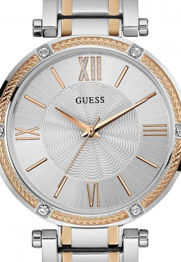 Guess Park Ave Silver Dial Two Tone Steel Strap Watch for Women - W0636L1