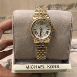 Michael Kors Lexington Quartz Silver Dial Gold Steel Strap Watch For Women - MK3229