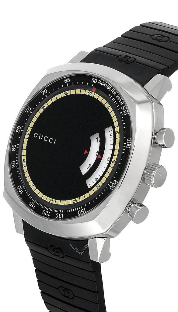 Gucci Grip Chronograph Black Dial Black Rubber Strap Watch For Men - YA157301