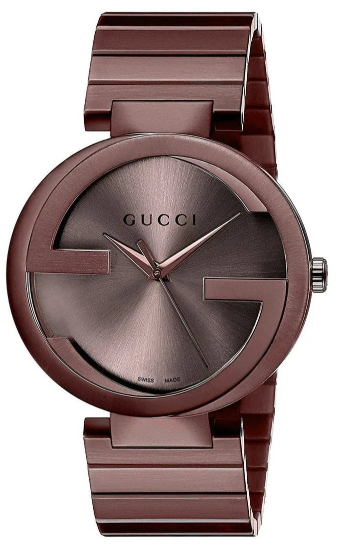 Gucci Interlocking XL Brown Dial Brown Steel Strap Watch For Men - YA1