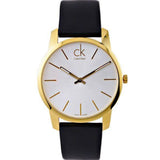 Calvin Klein City Silver Dial Black Leather Strap Watch for Men - K2G21520