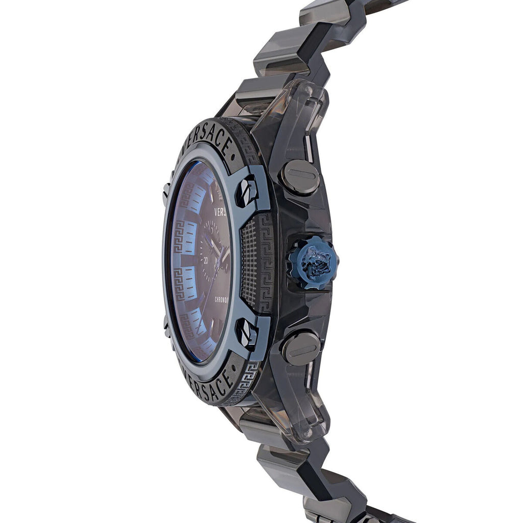 Versace icon Active Chronograph Black Dial Black Silicone Strap Watch For Men - VEZ700622