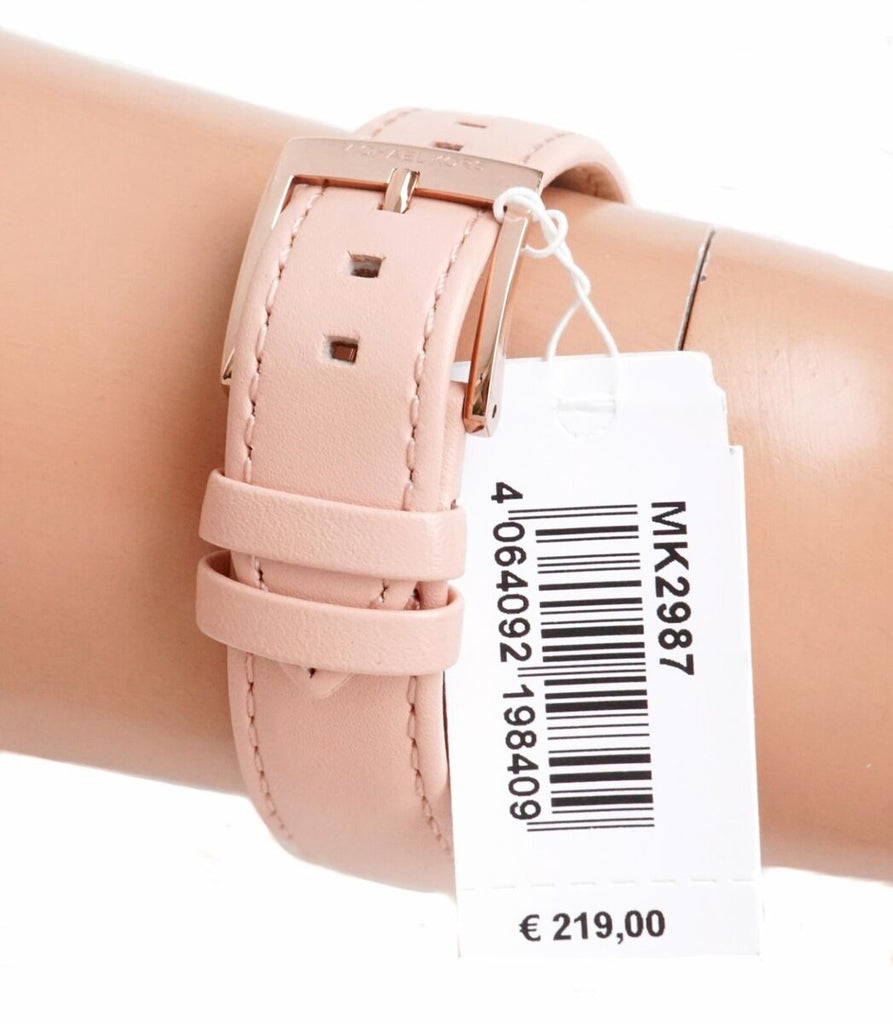 Michael Kors Corey Analog Rose Gold Dial Pink Leather Strap Watch For Women - MK2987