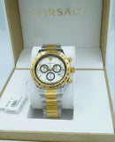 Versace Classic Chronograph Quartz Silver Dial Two Tone Steel Strap Watch For Men - VEV700519