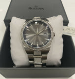 Bulova Crystal Collection Brown Dial Silver Steel Strap Watch for Men - 96B221