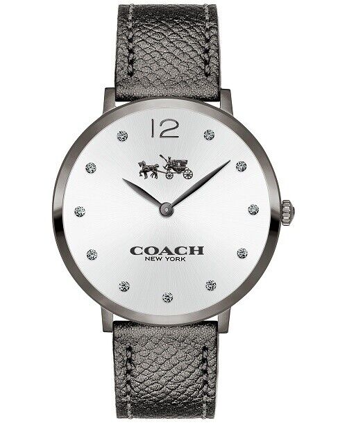 Coach Slim Easton Silver Dial Grey Leather Strap Watch for  display picture 1