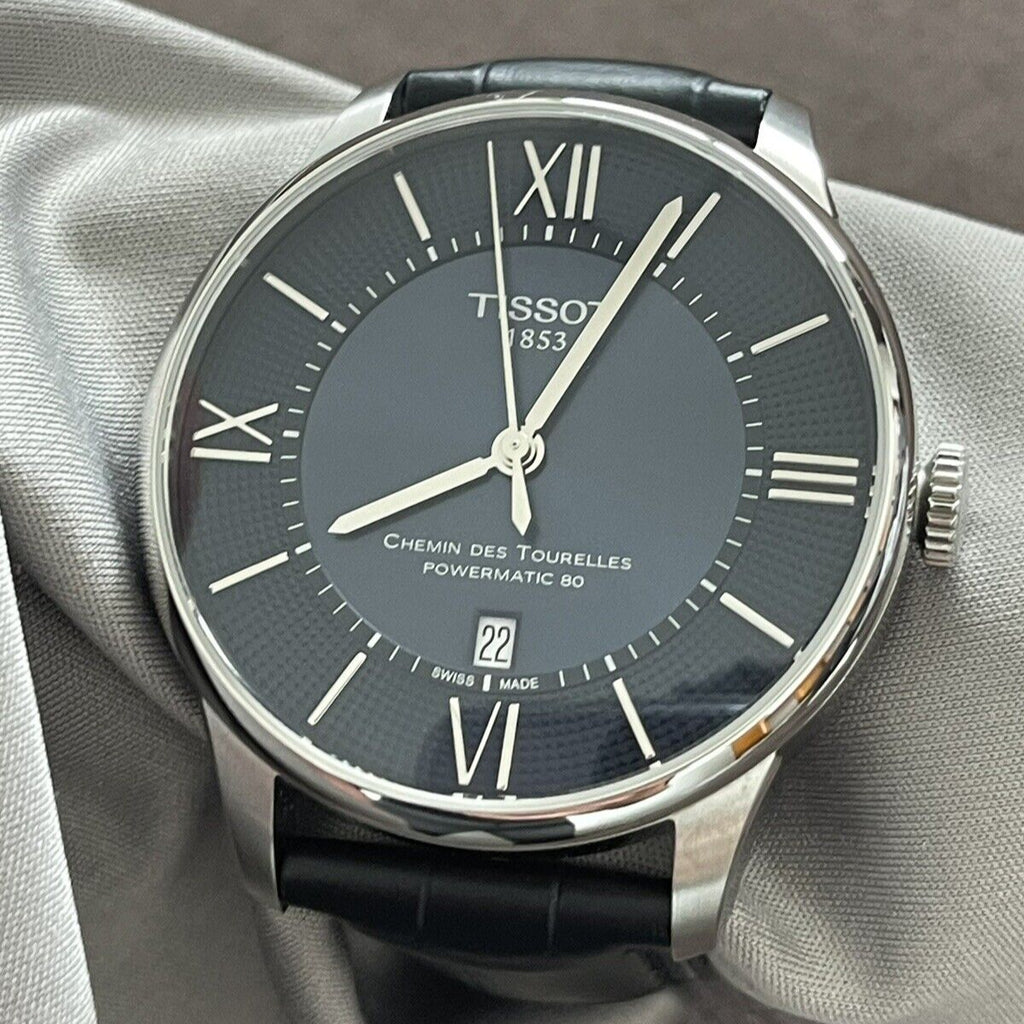 Tissot Chemin Des Tourelles Powermatic 80 Blue Dial Blue Leather Strap Watch for Men - T099.407.16.048.00