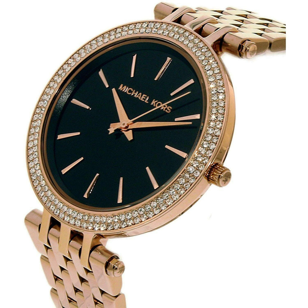 Mhichael Kors Darci Black Dial Rose Gold Steel Strap Watch for Women - MK3402