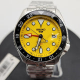 Seiko 5 Sport SKX GMT US Special Creation Automatic Yellow Dial Silver Steel Strap Watch for Men - SSK017K1