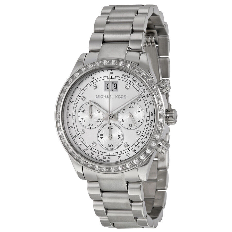 Michael Kors Brinkley Diamonds Silver Dial Silver Steel Strap Watch for Women - MK6186