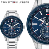 Tommy Hilfiger Austin Blue Dial Silver Steel Strap Watch for Men - 1791640