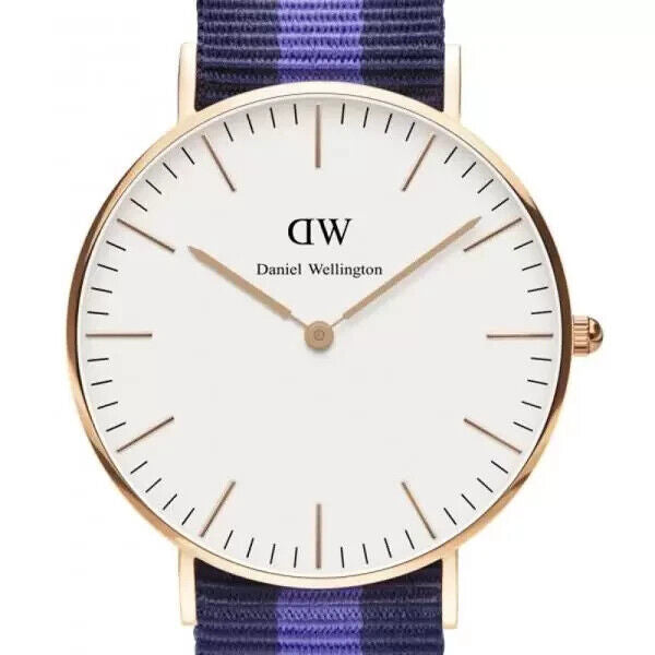 Daniel Wellington Classic Swansea White Dial Two Tone Nylon Strap Watch For Women - 0504DW