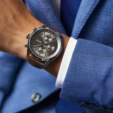 Hugo Boss Grand Prix Grey Dial Brown Leather Strap Watch for Men -  1513476