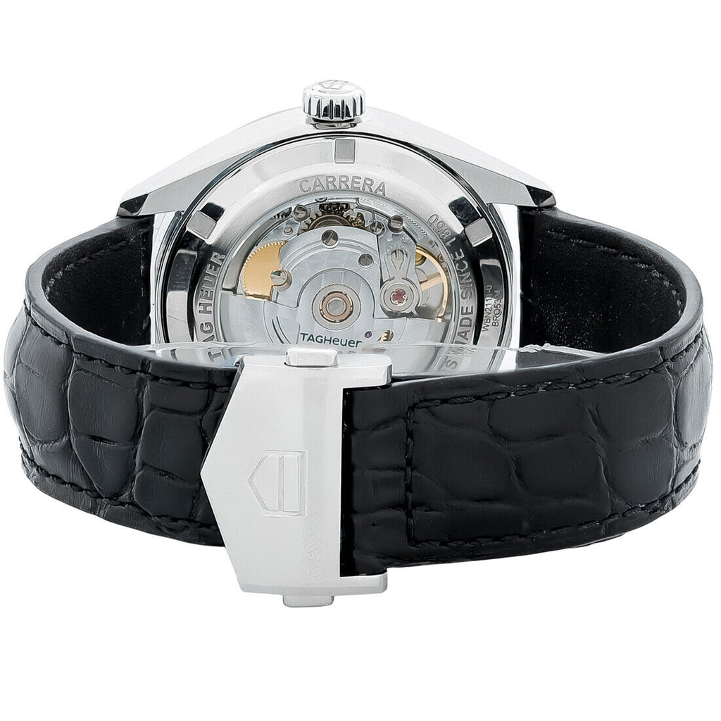 Tag Heuer Carrera Date Silver Dial Black Leather Strap Watch for Men - WBN2111.FC6505
