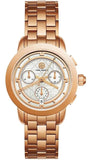 Tory Burch Classic Chronograph White Dial Rose Gold Steel Strap Watch for Women - TBW1033