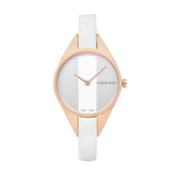Calvin Klein Rebel White Grey Dial White Leather Strap Watch for Women - K8P236L6