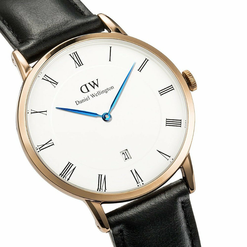 Daniel Wellington Classic Sheffield White Dial Black Leather Strap Watch For Men - DW00100084