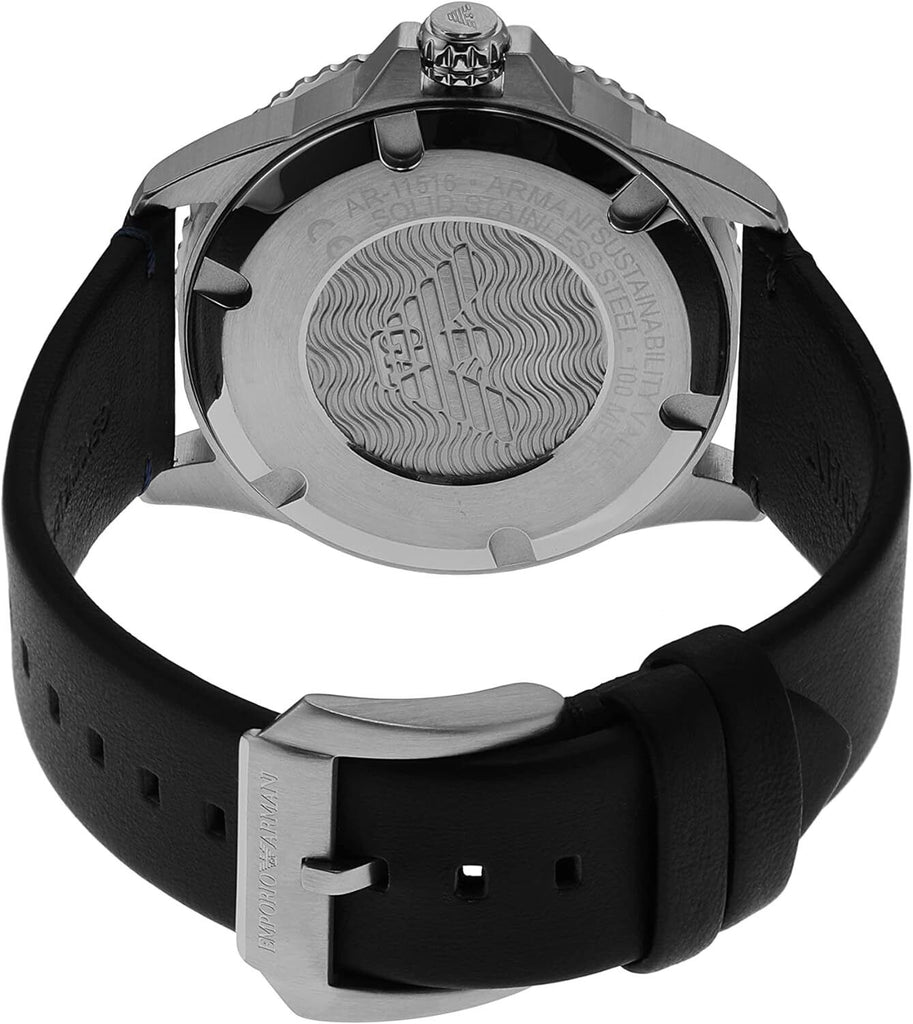 Emporio Armani Diver Three-Hand Quartz Blue Dial Blue Leather Strap Watch For Men - AR11516