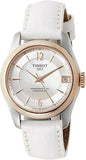 Tissot T-Classic Powermatic 80 Mother of Pearl Silver Dial White Leather Strap Watch For Women - T108.208.26.117.00