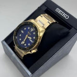 Seiko 5 Sports US Special Edition Automatic Blue Dial Gold Steel Strap Watch For Men - SRPK20