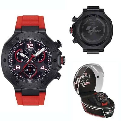 Tissot T Race Chronograph Black Dial Red Rubber Strap Watch For Men - T141.417.37.057.01