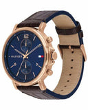 Tommy Hilfiger Daniel Blue Dial Brown Leather Strap Watch for Men - 1710418