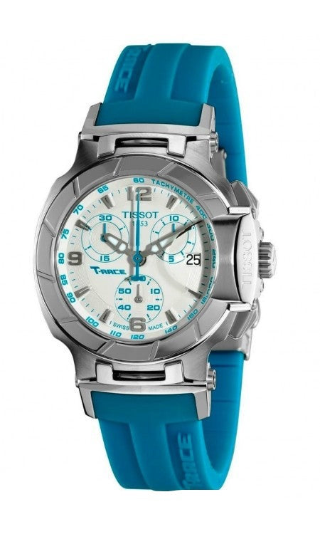 Tissot T Race Chronograph White Dial Brown Rubber Strap Watch for Women - T048.217.17.017.02