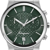 Salvatore Ferragamo Sapphire Chrono Green Dial Silver Steel Strap Watch for Men - SFME00421