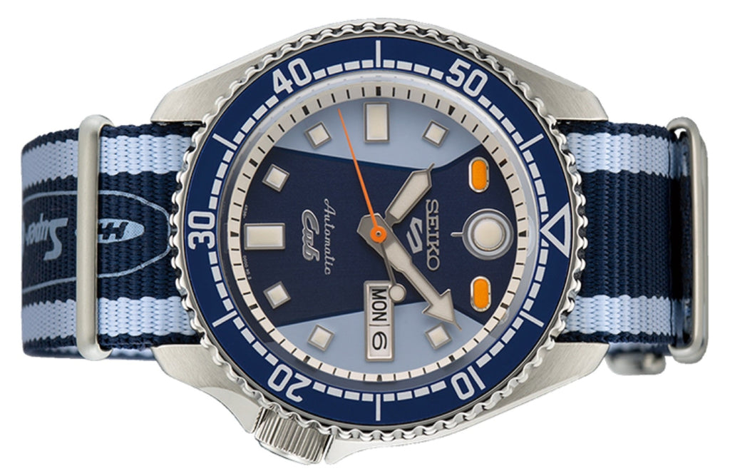 Seiko 5 Sports Honda Super Cub Limited Edition Blue Dial Two Tone NATO Strap Watch For Men - SRPK37K1