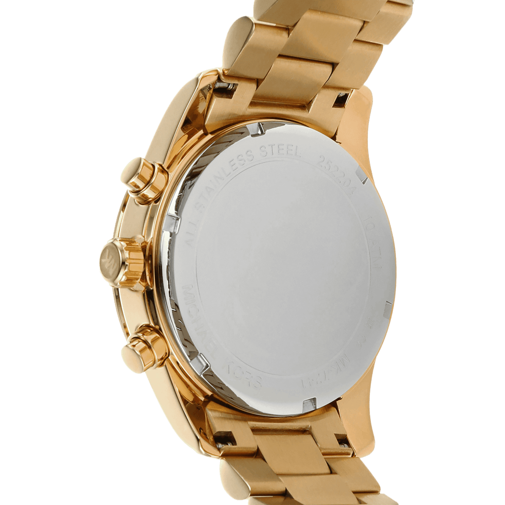 Michael Kors Lexington Mother of Pearl White Dial Gold Steel Strap Watch For Women - MK7241