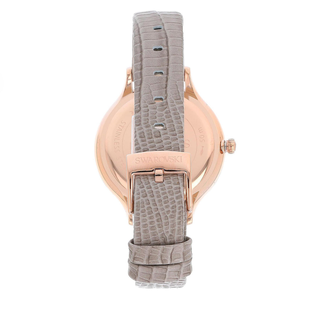 Swarovski Octea Nova Beige Dial Grey Leather Strap Watch for Women - 5649999