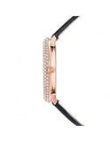 Swarovski Crystal Frost Black Dial Black Leather Strap Watch for Women - 5484058