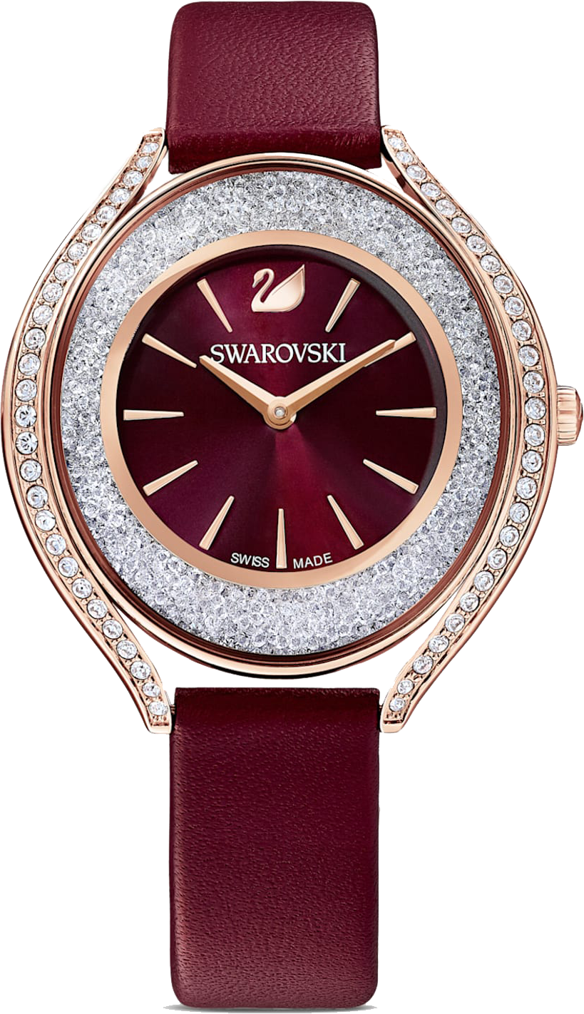 Swarovski Crystalline Aura Red Dial Red Leather Strap Watch  display picture 3