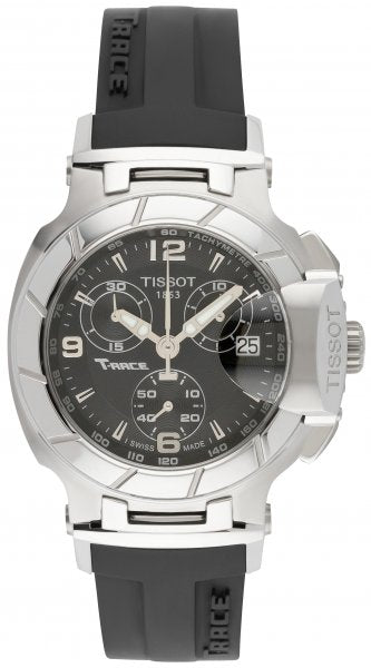 Tissot T Race Chronograph Black Dial Black Rubber Strap Watch for Women - T048.217.17.057.00